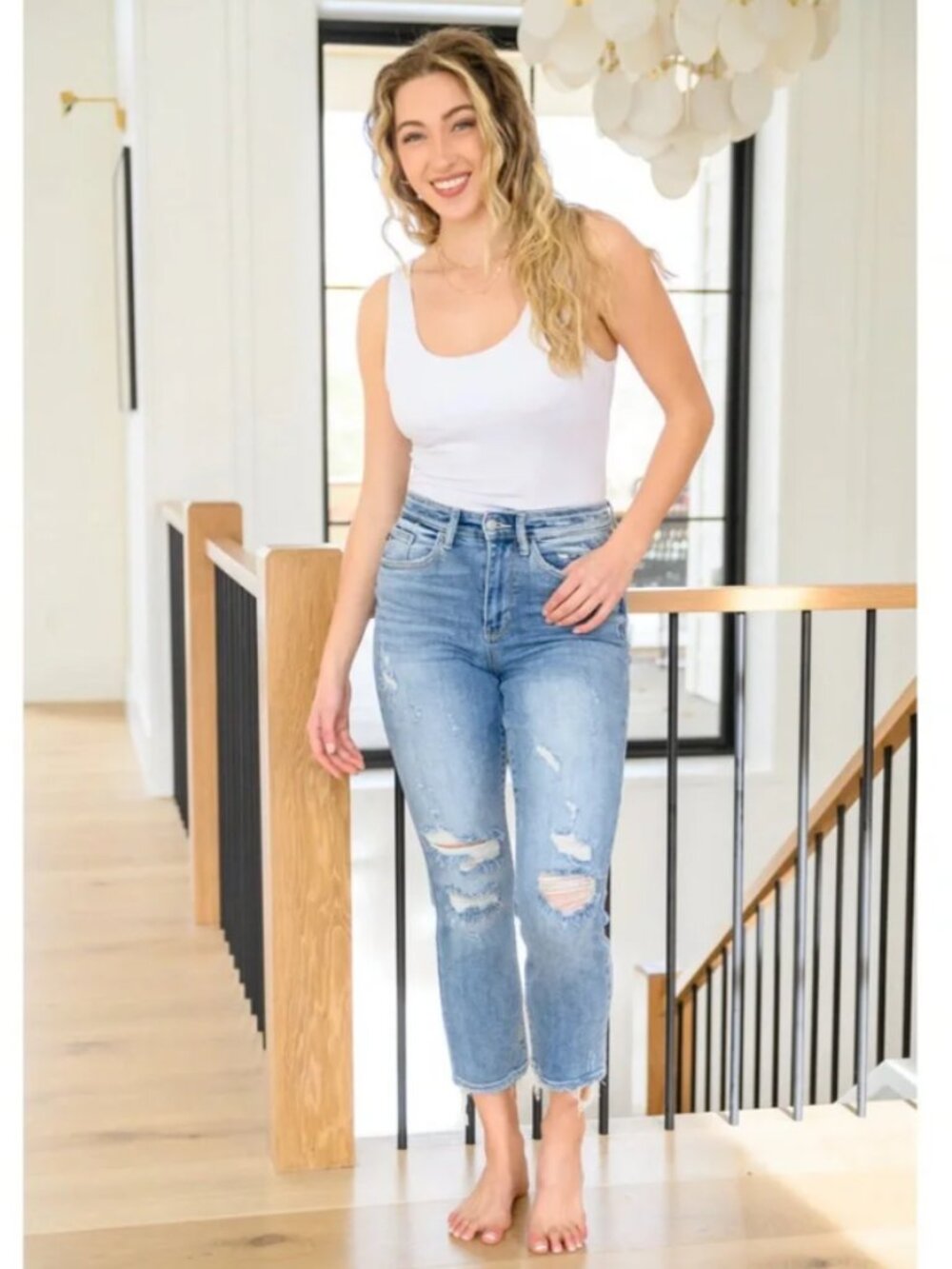 Judy Blue High Rise Distressed Slim Straight Leg Jeans JB82391 size 11 30